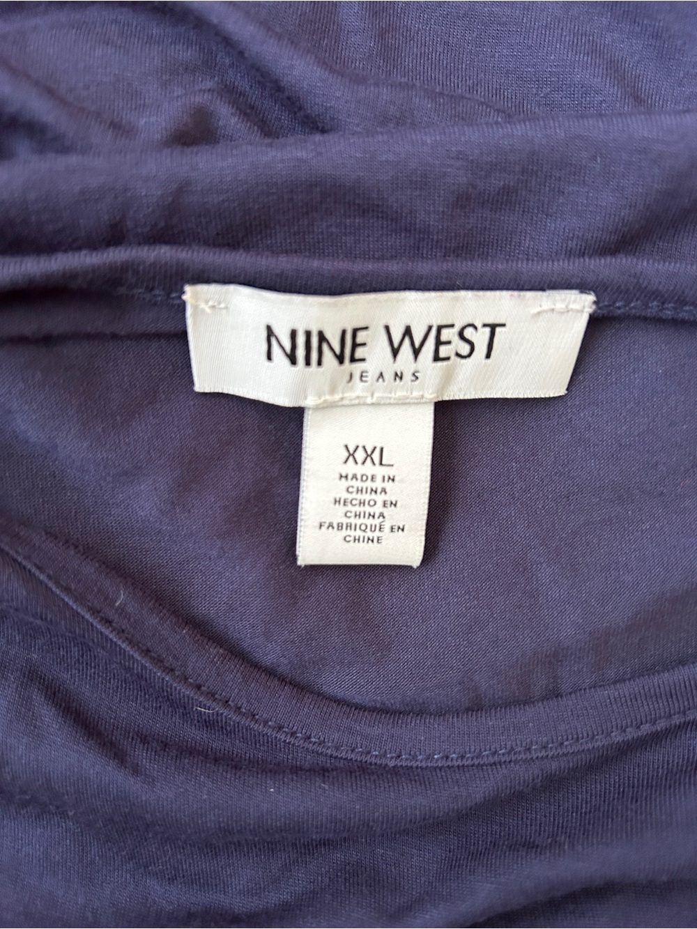 Nine West Navy Short Flutter Sleeve Scoop Neck Tee Plus Size XXL - Picture 5 of 6